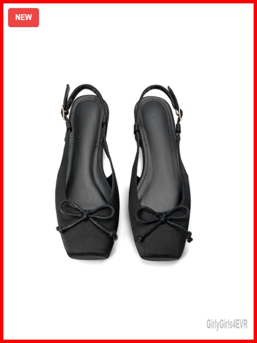 Satin Slingback Ballet Flats Square Toe Bow Knit Dressy - Picture 1 of 6